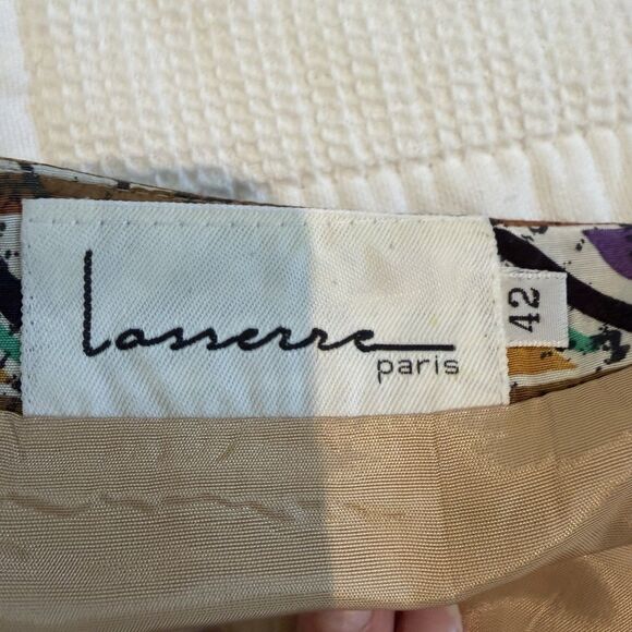 Lasserre Paris Wrap Skirt Women Size 42 Brown Tribal Aztec Artsy Fish Geometric - Picture 7 of 13